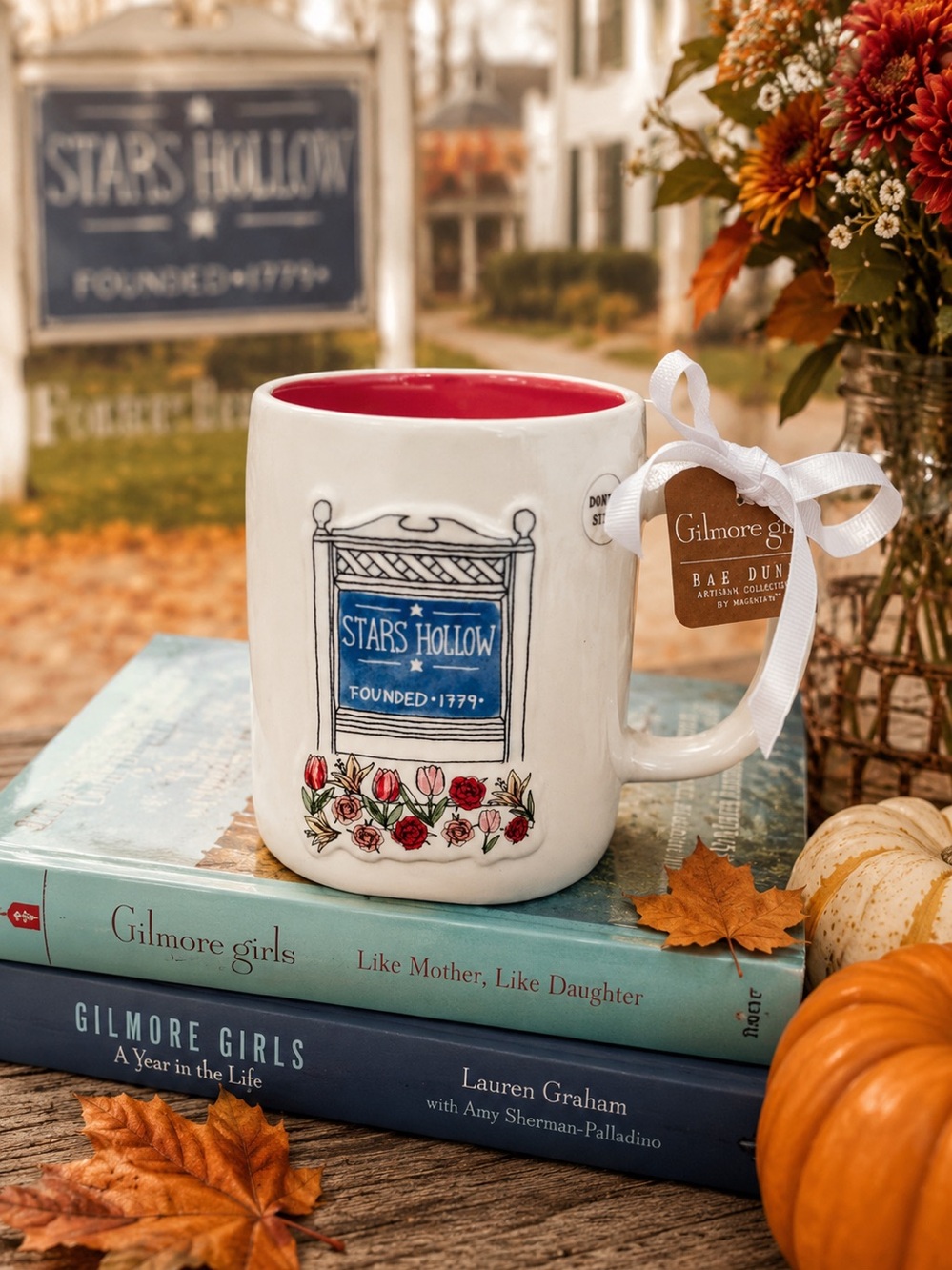 Rae Dunn Coffee Mug Gilmore Girls Sign on front “I’D BE IN STARS HOLLOW” on back